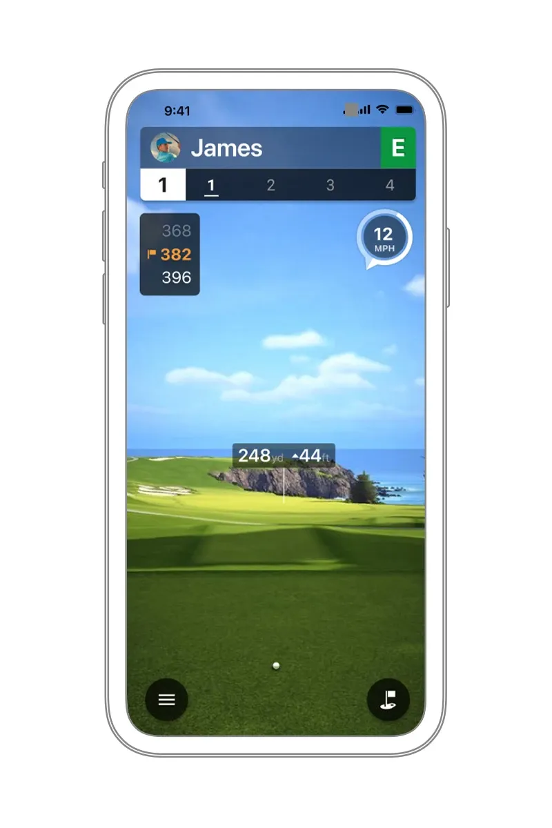 Garmin Golf app home tee screen on a mobile device
